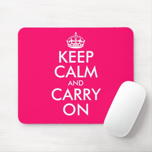 Pink Keep calm and carry on Mouse Pad Muismat (Met muis)