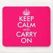 Pink Keep calm and carry on Mouse Pad Muismat (Voorkant)