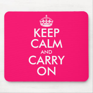 Pink Keep calm and carry on Mouse Pad Muismat