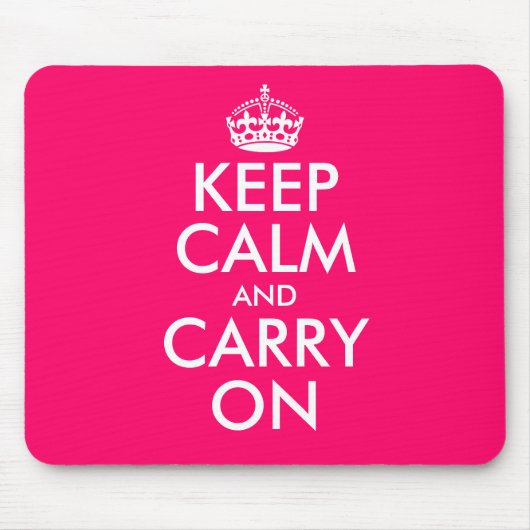Pink Keep calm and carry on Mouse Pad Muismat (Voorkant)