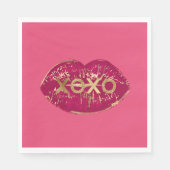Pink Kiss Red Lips Gold Glitter XOXO Servet (Voorkant)