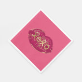 Pink Kiss Red Lips Gold Glitter XOXO Servet (Hoek)