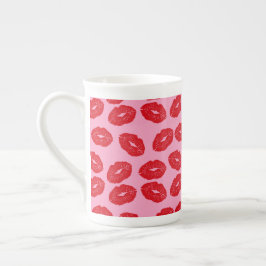 Pink Kisses Love Printed Coffee Mug Cup Porselein Kop