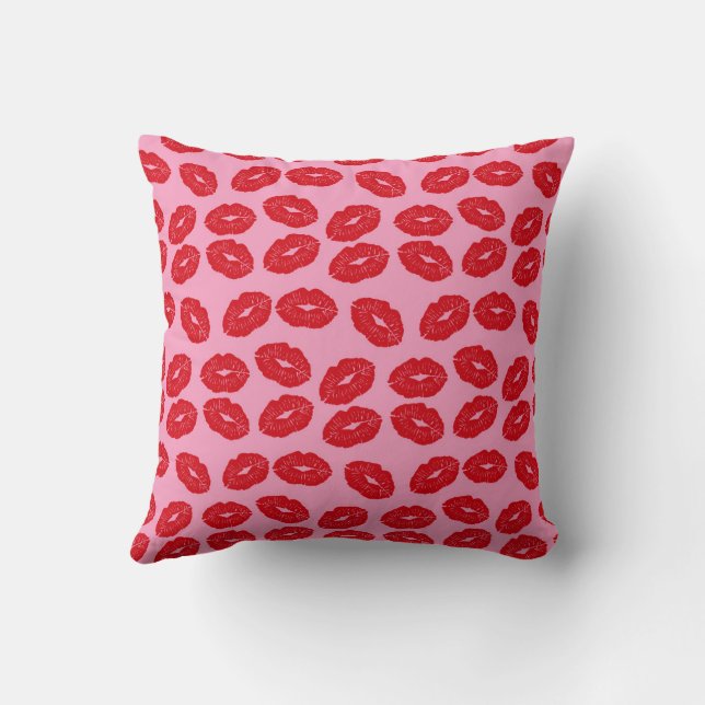 Pink Kisses Love Printed Decorative Throw Pillow Kussen (Achterkant)