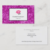 Pink Kissy Lips op Faux Pink Glitter Professional Visitekaartje (Voorkant / Achterkant)