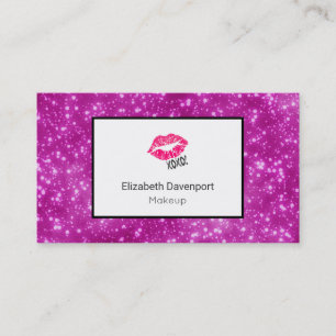 Pink Kissy Lips op Faux Pink Glitter Professional Visitekaartje