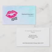 Pink Kissy Lips xoxo! Turquoise Color Professional Visitekaartje (Voorkant / Achterkant)