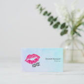 Pink Kissy Lips xoxo! Turquoise Color Professional Visitekaartje (Staand voorkant)
