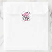 Pink Kitsune Japanese Fox Ronde Sticker (Tas)