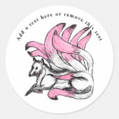 Pink Kitsune Japanese Fox Ronde Sticker (Voorkant)