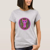 Pink kitten with long tail. t-shirt (Voorkant)