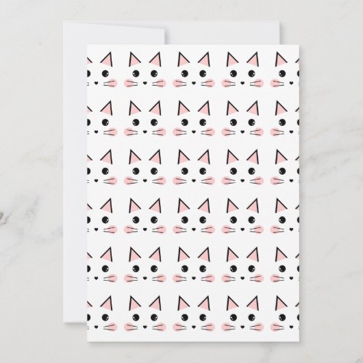 Pink Kitty Cat Birthday Kaart (Achterkant)