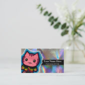 Pink Kitty Cat Nanny Teacher Pet Sitter Dog Walker Visitekaartje (Staand voorkant)