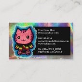 Pink Kitty Cat Nanny Teacher Pet Sitter Dog Walker Visitekaartje (Achterkant)