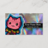 Pink Kitty Cat Nanny Teacher Pet Sitter Dog Walker Visitekaartje (Voorkant)