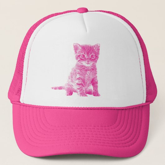 Pink Kitty Cat Trucker Hat Pet (Voorkant)