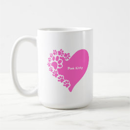 Pink Kitty paws heart mug for cat lover women Koffiemok