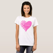 Pink Kitty paws heart t-shirt for cat lover women (Voorkant volledig)