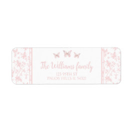 PInk kleine vlinder bloemige retour adreslabels Etiket