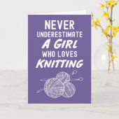 Pink Knitting Cards Craft Knitter Wool Kaart (Gele Bloem)