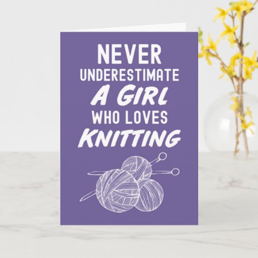 Pink Knitting Cards Craft Knitter Wool Kaart (Gele Bloem)