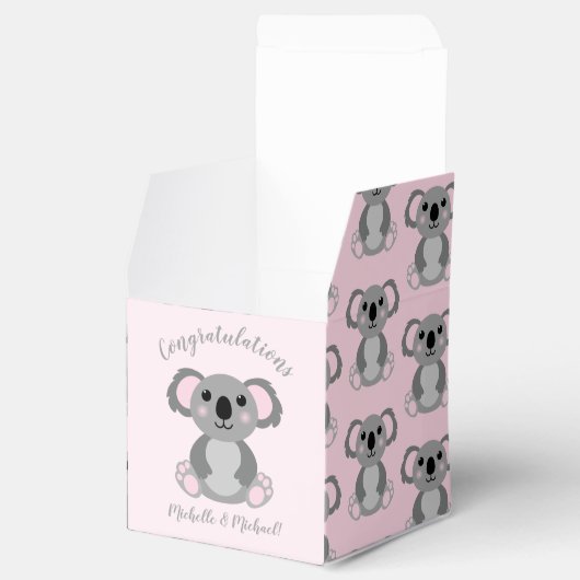 Pink Koala Beer Baby shower Bedankdoosjes (Geopend)