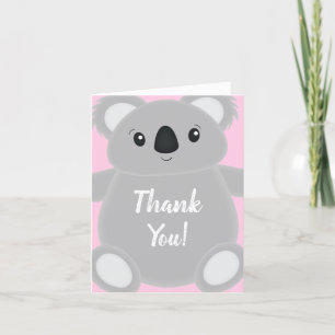 Pink Koala Beer Baby shower Bedankkaart