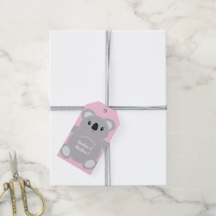 Pink Koala Beer Baby shower Cadeaulabel