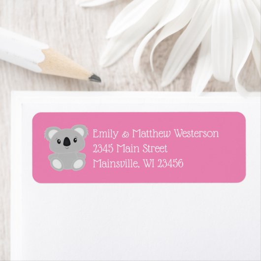Pink Koala Beer Baby shower Etiket (Insitu)