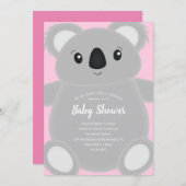 Pink Koala Beer Baby shower Kaart (Voorkant / Achterkant)