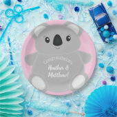 Pink Koala Beer Baby shower Papieren Bordje (Feest)
