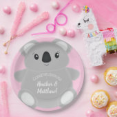 Pink Koala Beer Baby shower Papieren Bordje (Feest)