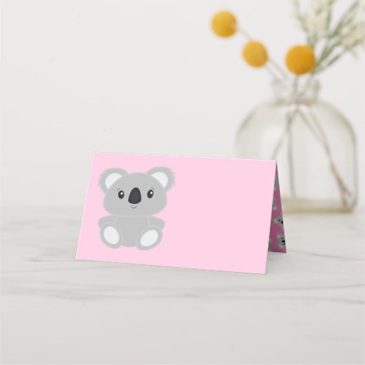 Pink Koala Beer Baby shower Plaatskaartje (Voorkant)