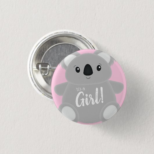 Pink Koala Beer Baby shower Ronde Button 3,2 Cm (Voorkant /achterkant)