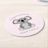 Pink Koala Beer Baby shower Ronde Kartonnen Onderzetter (Gebogen)