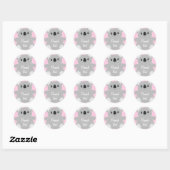 Pink Koala Beer Baby shower Ronde Sticker (Vel)