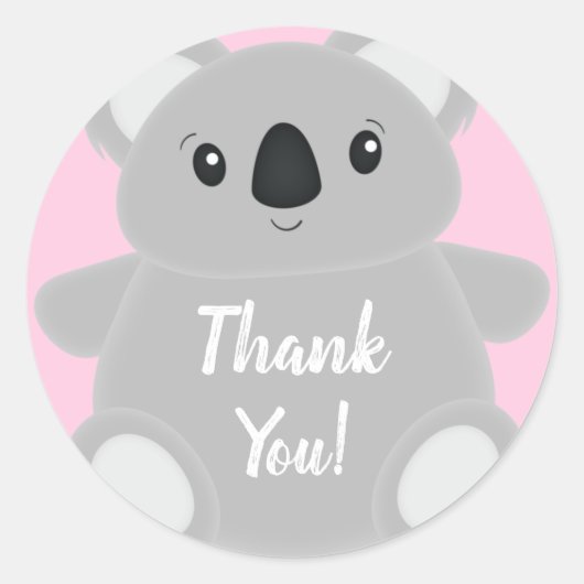 Pink Koala Beer Baby shower Ronde Sticker (Voorkant)