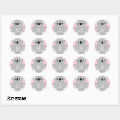 Pink Koala Beer Baby shower Ronde Sticker (Vel)