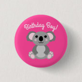 Pink Koala Beer Birthday Party Ronde Button 3,2 Cm (Voorkant)