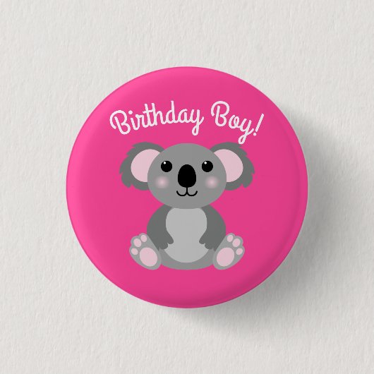 Pink Koala Beer Birthday Party Ronde Button 3,2 Cm (Voorkant)