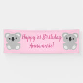 Pink Koala Beer Birthday Party Spandoek (Horizontaal)