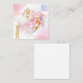 Pink Koi Climbing the Waterfall – Minimalist JP Informatiekaartje