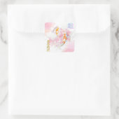 Pink Koi Climbing the Waterfall – Minimalist JP Vierkante Sticker (Tas)