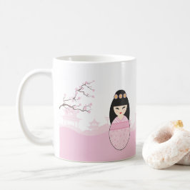 Pink Kokeshi Doll Design Koffiemok