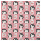 Pink Kokeshi Doll Stof (Swatch)