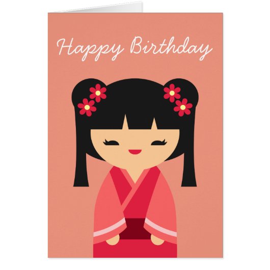 Pink Kokeshi Japanse poppen (Voorkant)