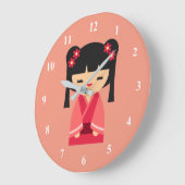 Pink Kokeshi Japanse poppen Grote Klok (Hoek)