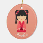 Pink Kokeshi Japanse poppen Keramisch Ornament (Links)