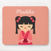 Pink Kokeshi Japanse poppen Muismat (Voorkant)