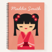 Pink Kokeshi Japanse poppen Notitieboek (Voorkant)